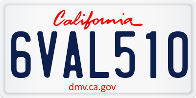 CA license plate 6VAL510