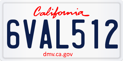 CA license plate 6VAL512