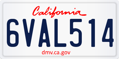 CA license plate 6VAL514
