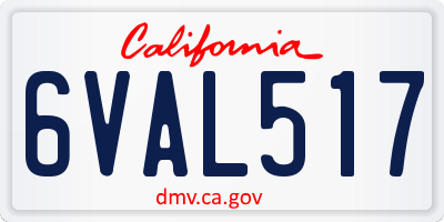 CA license plate 6VAL517