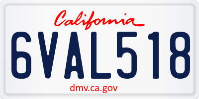CA license plate 6VAL518
