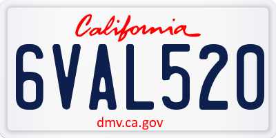 CA license plate 6VAL520
