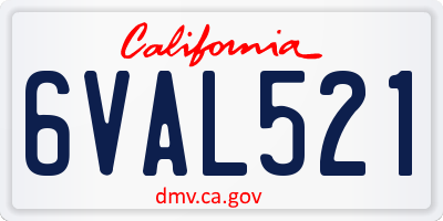 CA license plate 6VAL521