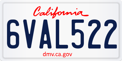 CA license plate 6VAL522