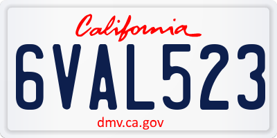CA license plate 6VAL523