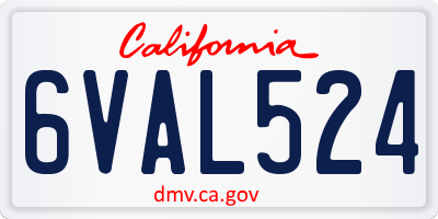 CA license plate 6VAL524