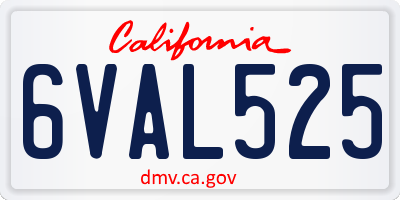 CA license plate 6VAL525