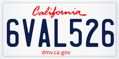 CA license plate 6VAL526