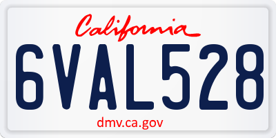 CA license plate 6VAL528