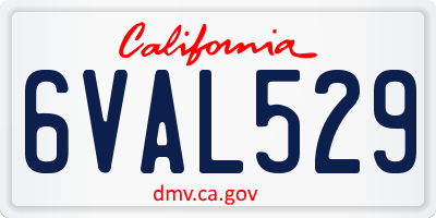 CA license plate 6VAL529