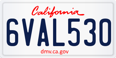 CA license plate 6VAL530