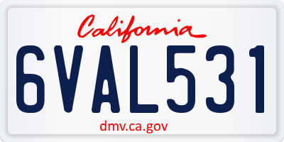 CA license plate 6VAL531