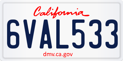 CA license plate 6VAL533