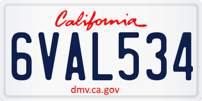 CA license plate 6VAL534
