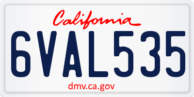 CA license plate 6VAL535