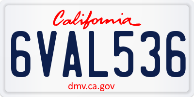 CA license plate 6VAL536