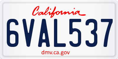 CA license plate 6VAL537