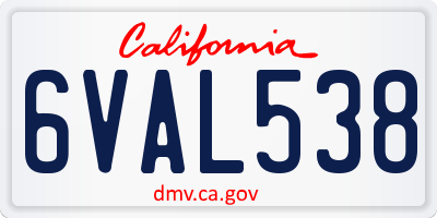 CA license plate 6VAL538