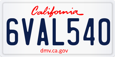 CA license plate 6VAL540