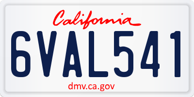 CA license plate 6VAL541