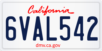 CA license plate 6VAL542