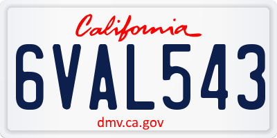 CA license plate 6VAL543