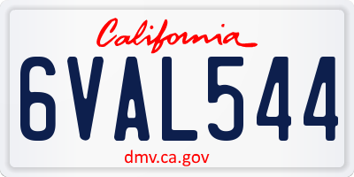 CA license plate 6VAL544