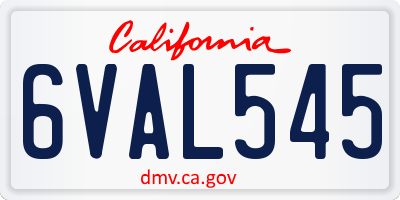 CA license plate 6VAL545