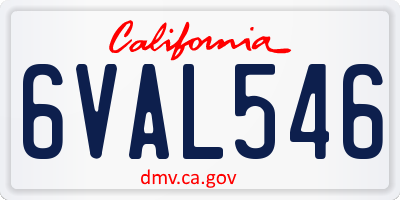 CA license plate 6VAL546