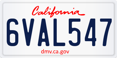 CA license plate 6VAL547