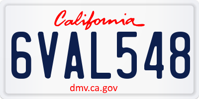 CA license plate 6VAL548