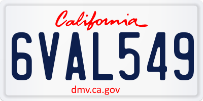 CA license plate 6VAL549
