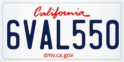 CA license plate 6VAL550