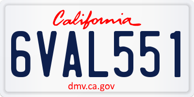 CA license plate 6VAL551