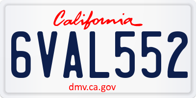 CA license plate 6VAL552