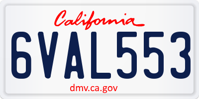 CA license plate 6VAL553