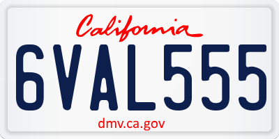 CA license plate 6VAL555