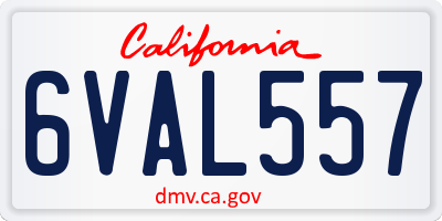 CA license plate 6VAL557