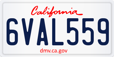 CA license plate 6VAL559