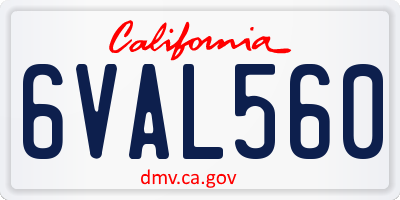 CA license plate 6VAL560