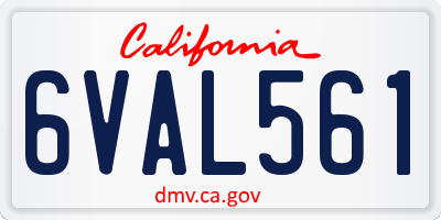 CA license plate 6VAL561
