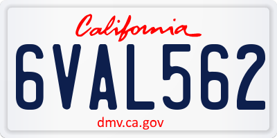 CA license plate 6VAL562