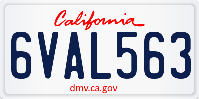 CA license plate 6VAL563