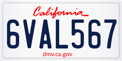 CA license plate 6VAL567