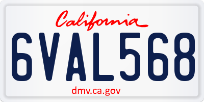 CA license plate 6VAL568