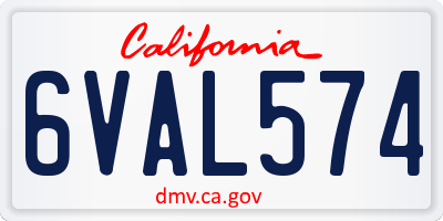 CA license plate 6VAL574