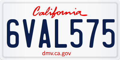 CA license plate 6VAL575