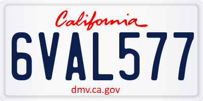 CA license plate 6VAL577