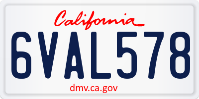 CA license plate 6VAL578