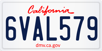 CA license plate 6VAL579